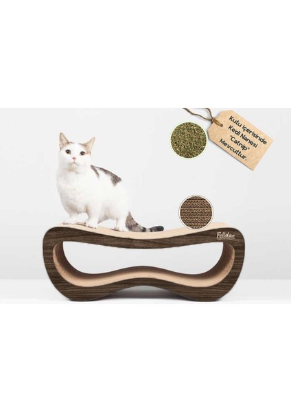 Oluklu Mukavva Karton, Kedi Tırmalama Kanepesi - Medium (59x20x24cm) Kedi Tırmalama Kartonu, Kedi Tırmalama Direği, Kedi Tırmalama Tahtası, Kedi Tırmalama Lounge