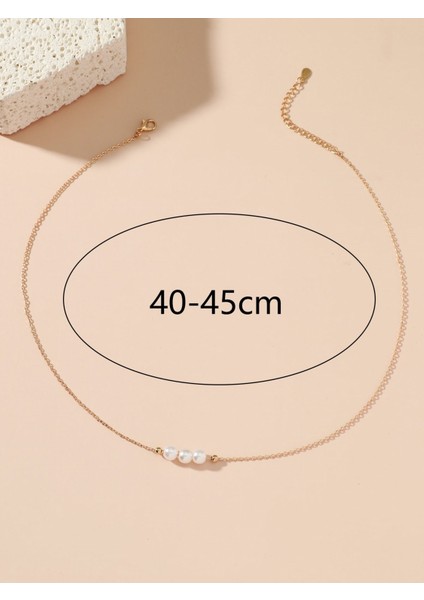 Altın Renk Yuvarlak Dorikalı 3 Incili Sf Dekor Kolye - 2120 fiyatları