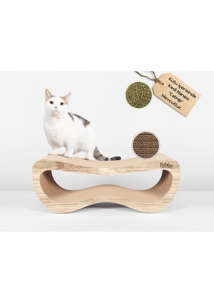 Oluklu Mukavva Karton, Kedi Tırmalama Kanepesi - Medium (59x20x24cm) Kedi Tırmalama Kartonu, Kedi Tırmalama Direği, Kedi Tırmalama Tahtası, Kedi Tırmalama Lounge