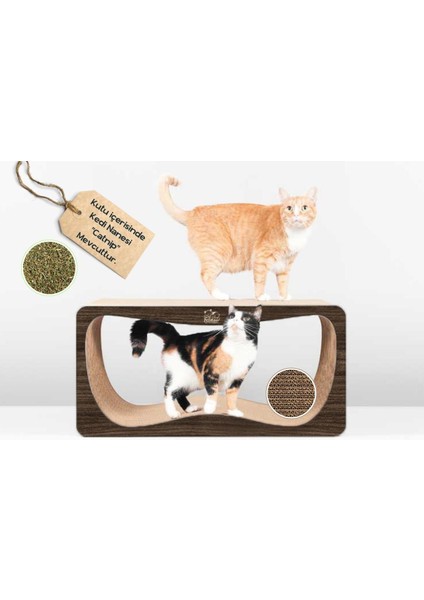 Oluklu Mukavva Karton, Kedi Tırmalama Kanepesi - XLarge - Koyu Ahşap Rengi (75x36x24cm) Kedi Tırmalama Kartonu, Kedi Tırmalama Direği, Kedi Tırmalama Tahtası, Kedi Tırmalama Lounge