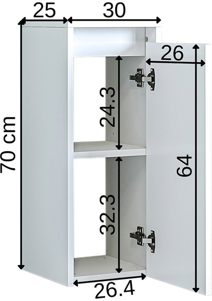 Suntalam 70 x 25 cm Banyo Boy Dolabı