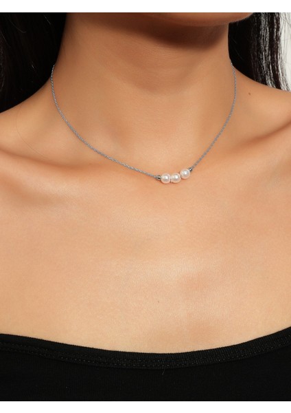 Gümüş Renk Yuvarlak Dorikalı 3 Incili Sf Dekor Kolye - 2121 fiyatları