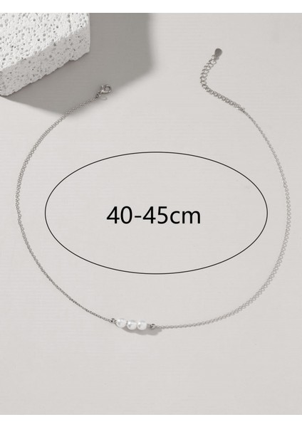 Gümüş Renk Yuvarlak Dorikalı 3 Incili Sf Dekor Kolye - 2121 modelleri