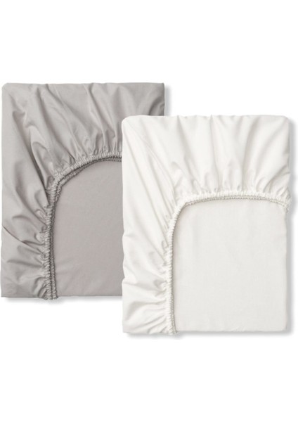 Pamuklu Bebek Çocuk Lastikli Çarşaf 2 Adet 70X170 Gri ve Beyaz