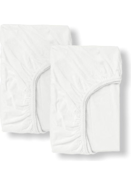 %100 Pamuklu Bebek Çocuk Lastikli Çarşaf (2 Adet) 50X90 Beyaz