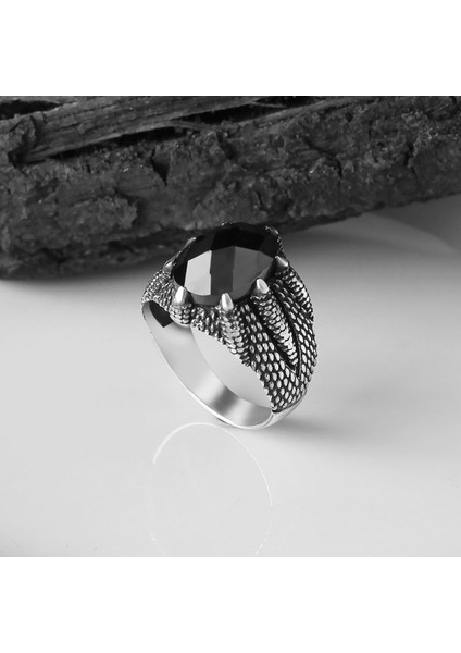 Pençe Model Zirkon Taşlı 925 Ayar Erkek Gümüş Yüzük