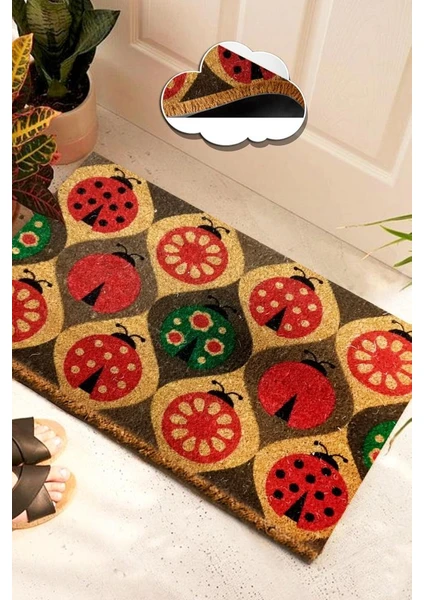 Chilai Home 40X60 Lady Bug Doğal Koko Dış Kapı Önü Paspası