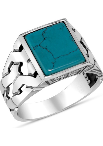 Mavi Firuze Turkuaz Taş Vintage Erkek Gümüş Yüzük modelleri
