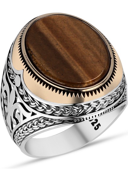 Kaplan Gözü Yüzük 925 Ayar Gümüş