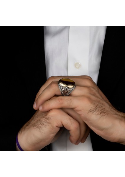 Kaplan Gözü Yüzük 925 Ayar Gümüş modelleri