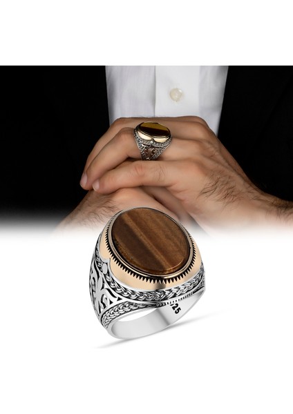 Kaplan Gözü Yüzük 925 Ayar Gümüş fırsatları