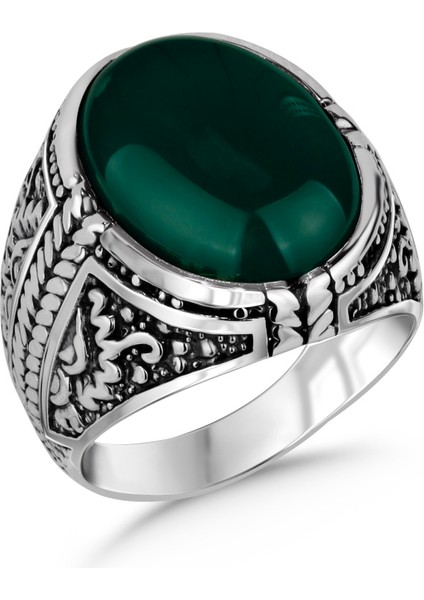 Akik Taşlı Erkek Gümüş Yüzük fırsatları