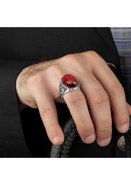 Akik Taşlı Modern Erkek Gümüş Yüzük modelleri