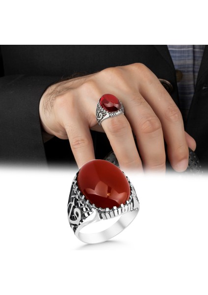 Akik Taşlı Modern Erkek Gümüş Yüzük fırsatları