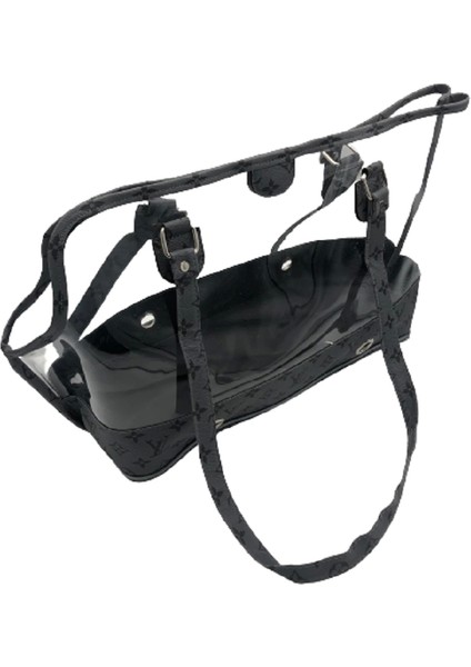 Küçük Irk Köpek Askılı Şeffaf Taşıma Çantası Gri 49 x 15 x 30 cm