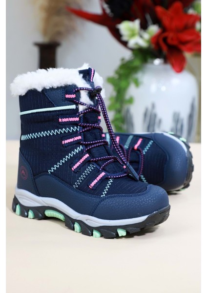 1475 Anatomik Tabanlı Çocuk Kar Botu - NKT01475-MAVI Pembe-26