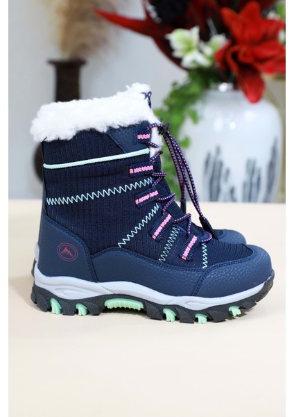 1475 Anatomik Tabanlı Çocuk Kar Botu - NKT01475-MAVI Pembe-26