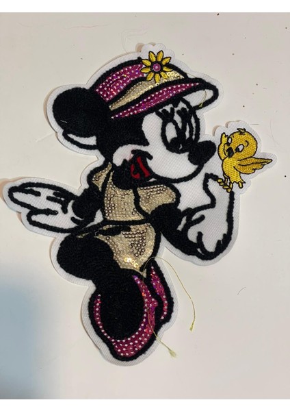 20X17 cm Pul Payetli Kabartma Mickey Mause Aplike Arma Yama Aksesuar