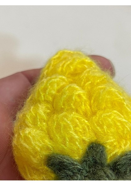 7x5 cm Sarı Çilek Keçe Örgü Aplike Arma Yama Aksesuar