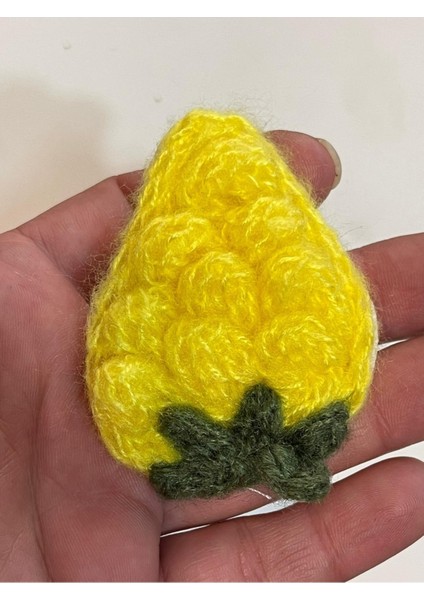 7x5 cm Sarı Çilek Keçe Örgü Aplike Arma Yama Aksesuar fiyatları