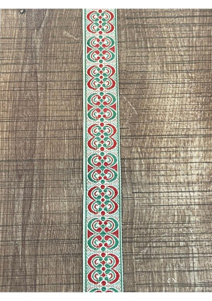2 cm En Etnik ve Bohem Desenli Kırmızı Nakış Işleme Dekoratif Aksesuar Şerit (1 Metre)