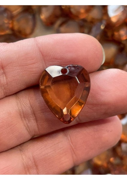 2 cm Delikli Kahverengi Kalp Cam Hobi Tasarım Aksesuar Boncuk 50 Adet fiyatları