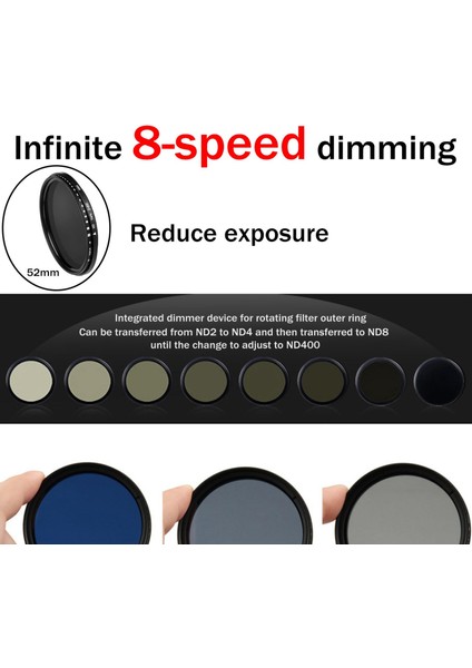 Profesyonelden Değişken Ayarlanabilir Filtre Lens Filtre Nehirleri 52 mm. (Yurt Dışından)