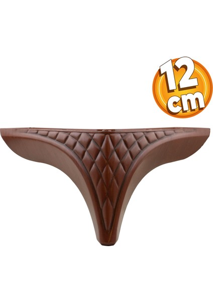 Petek Lüks Mobilya Kanepe Sehpa Puf Koltuk Ayağı 12 cm Kahverengi Ahşap Desenli Baza Ayak