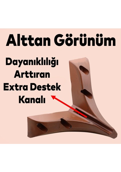 Petek Lüks Mobilya Kanepe Sehpa Puf Koltuk Ayağı 12 cm Kahverengi Ahşap Desenli Baza Ayak