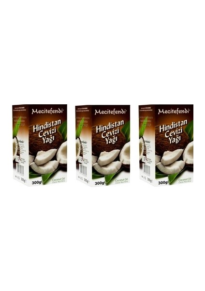 Mecitefendi 3 Adet Hindistan Cevizi Yağı 300 gr Soğuk Pres %100 Saf