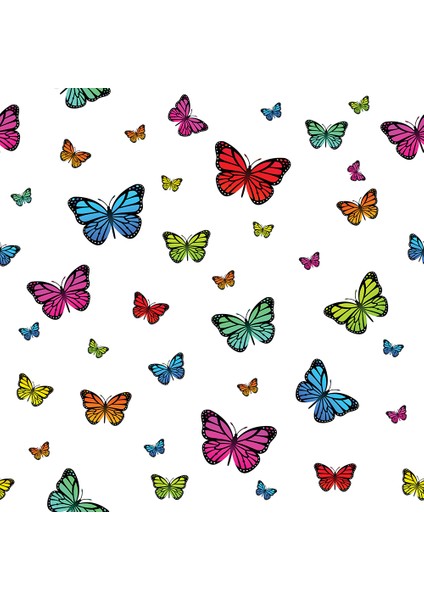 Çocuk Odası - Renkli Kelebekler Baskılı Zebra Perde fiyatları