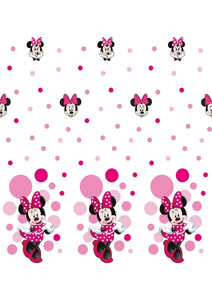 Çocuk Odası - Sevimli Minnie Mouse Baskılı Zebra Perde