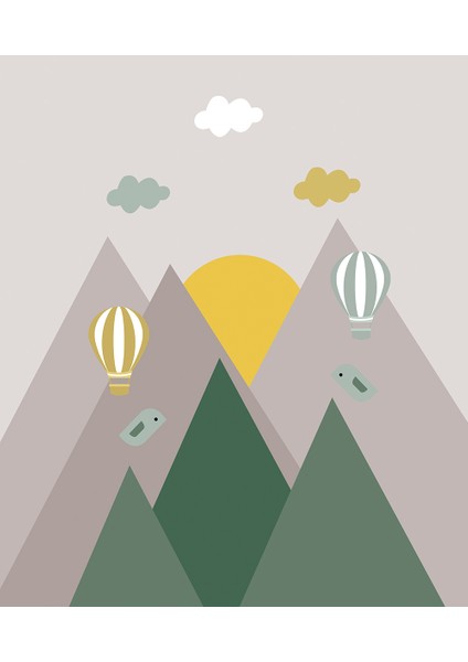 Çocuk Odası - Dağlar ve Balon Baskılı Zebra Perde fiyatları