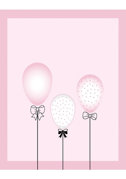 Çocuk Odası - Pembe Balonlar Baskılı Zebra Perde