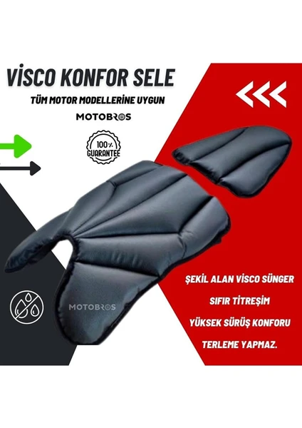 Motosiklet Hava Destekli Kalın Deri Konfor Sele Minderi ( Visco Süngerli Premium Model )