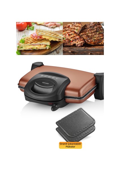Lezzito Gold 1750 Watt Granit Çıkarılabilir Plakalı 5 Kademe Isı Ayarlı Tost ve Izgara Makinesi fiyatları