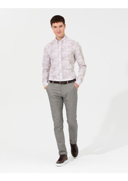 Erkek Gri Slim Fit Kanvas Pantolon 50259778-VR024