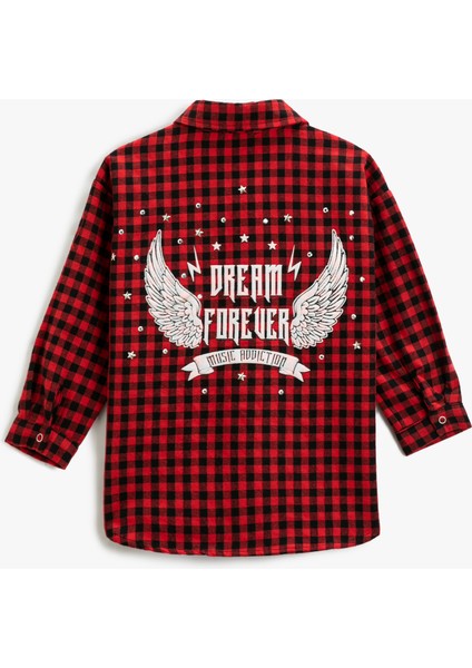 Arkası Kanat Baskılı Uzun Kollu Gömlek Tek Cepli Yıldız İşleme Detaylı fiyatları