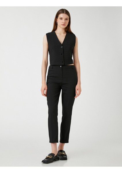 Crop Cigarette Pantolon Cepli Normal Bel