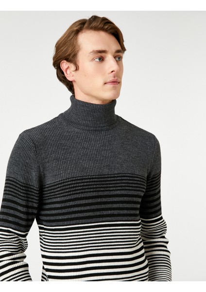 Basic Triko Kazak Balıkçı Yaka Renk Bloklu fiyatları