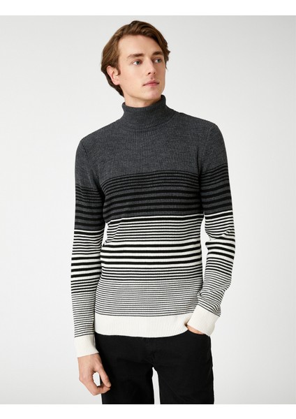 Basic Triko Kazak Balıkçı Yaka Renk Bloklu modelleri