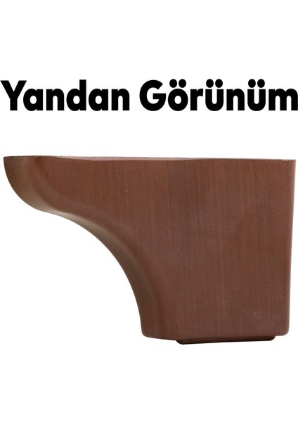 Rose Lüks Mobilya Kanepe Sehpa Puf Koltuk Ayağı 7.5 cm Kahverengi Ahşap Desenli Baza Ayakları