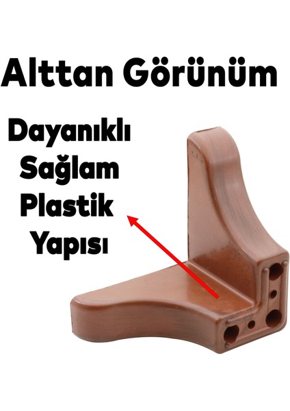Rose Lüks Mobilya Kanepe Sehpa Puf Koltuk Ayağı 7.5 cm Kahverengi Ahşap Desenli Baza Ayakları