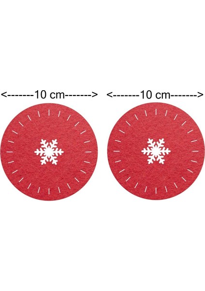 Kış Temalı 2'lı Dekoratif Kırmızı Keçe Amerikan Servisi Yılbaşı Sofra Servis Takımı