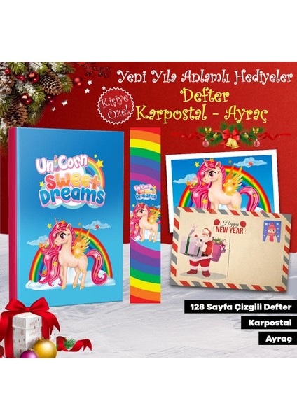 Kartpostallı Hediye Seti - 1 Sweet Dreams 128 Sayfa Defter 1 Kartpostal 1 Ayraç