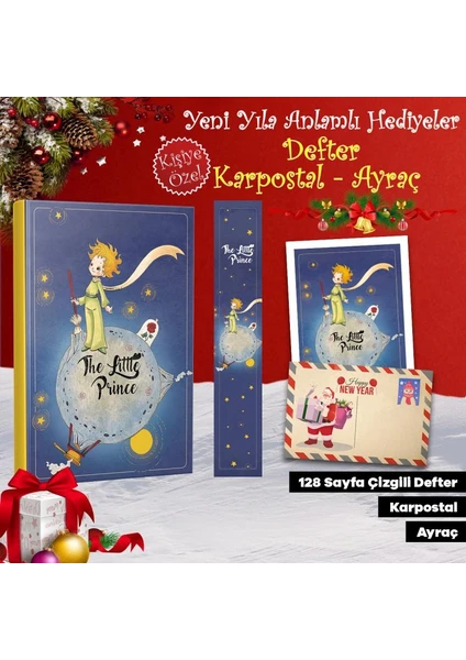 Halk Kitabevi Kartpostallı Hediye Seti - 1 Little Prince 128 Sayfa Defter 1 Kartpostal 1 Ayraç