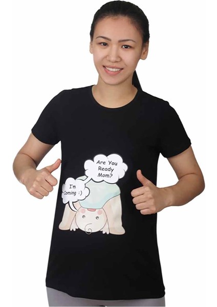 Hamile Tişört Are You Siyah modelleri