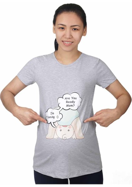 Hamile Tişört Are You Gri modelleri
