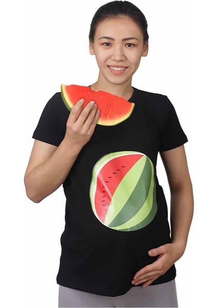 Hamile Tişört Karpuz Siyah