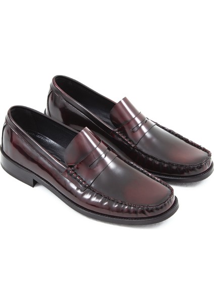 Erkek Deri Makosen Ayakkabı Bordo Kısa Topuklu Şık Tasarım indirimleri